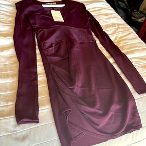 ZARA plum colored dress . Long sleeve form fitting. NWT